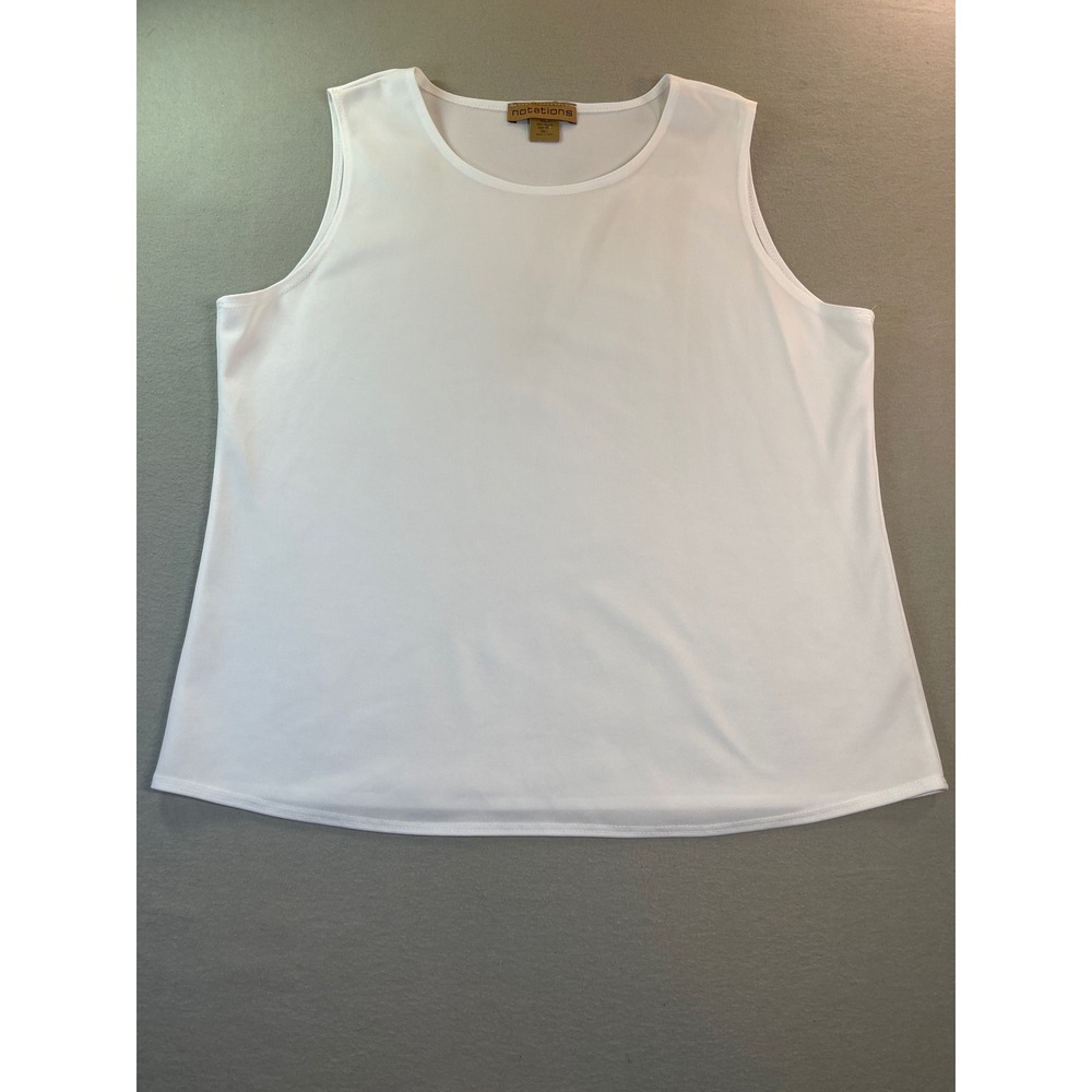 Notations Womens Large White Sleeveless Scoop Neck Tank Top Lightweight Shell - Picture 2 of 7